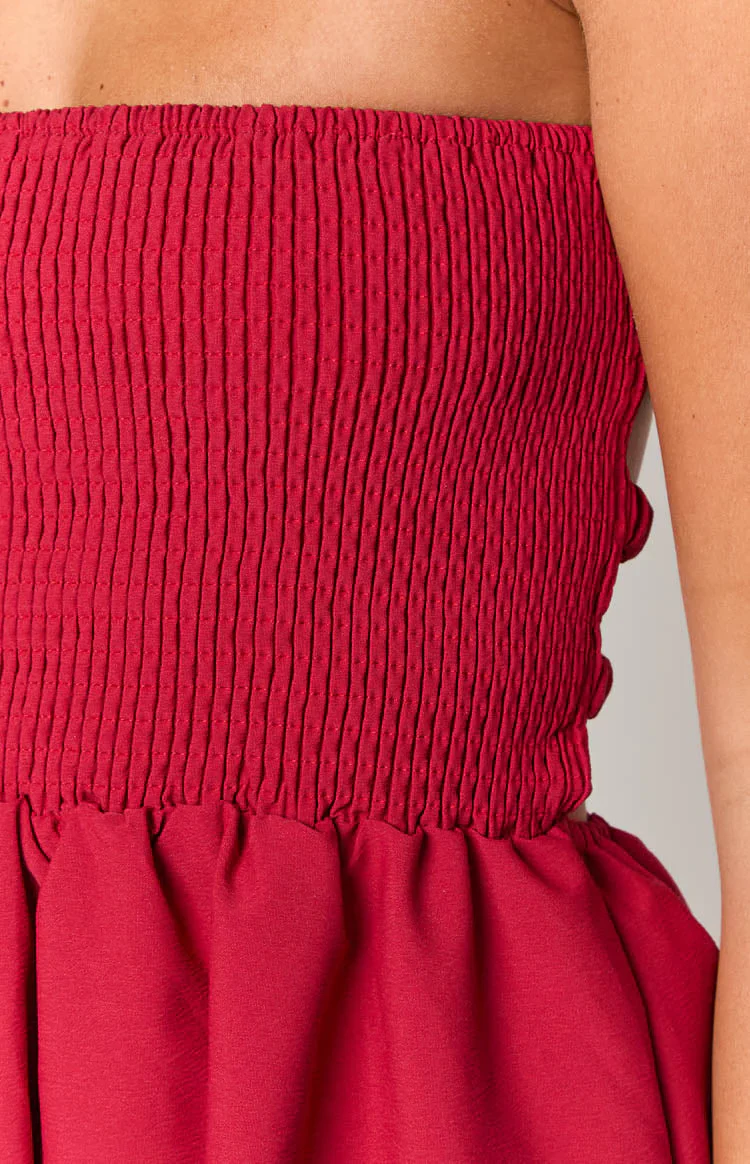 Sundazed Strap Back Dress Red