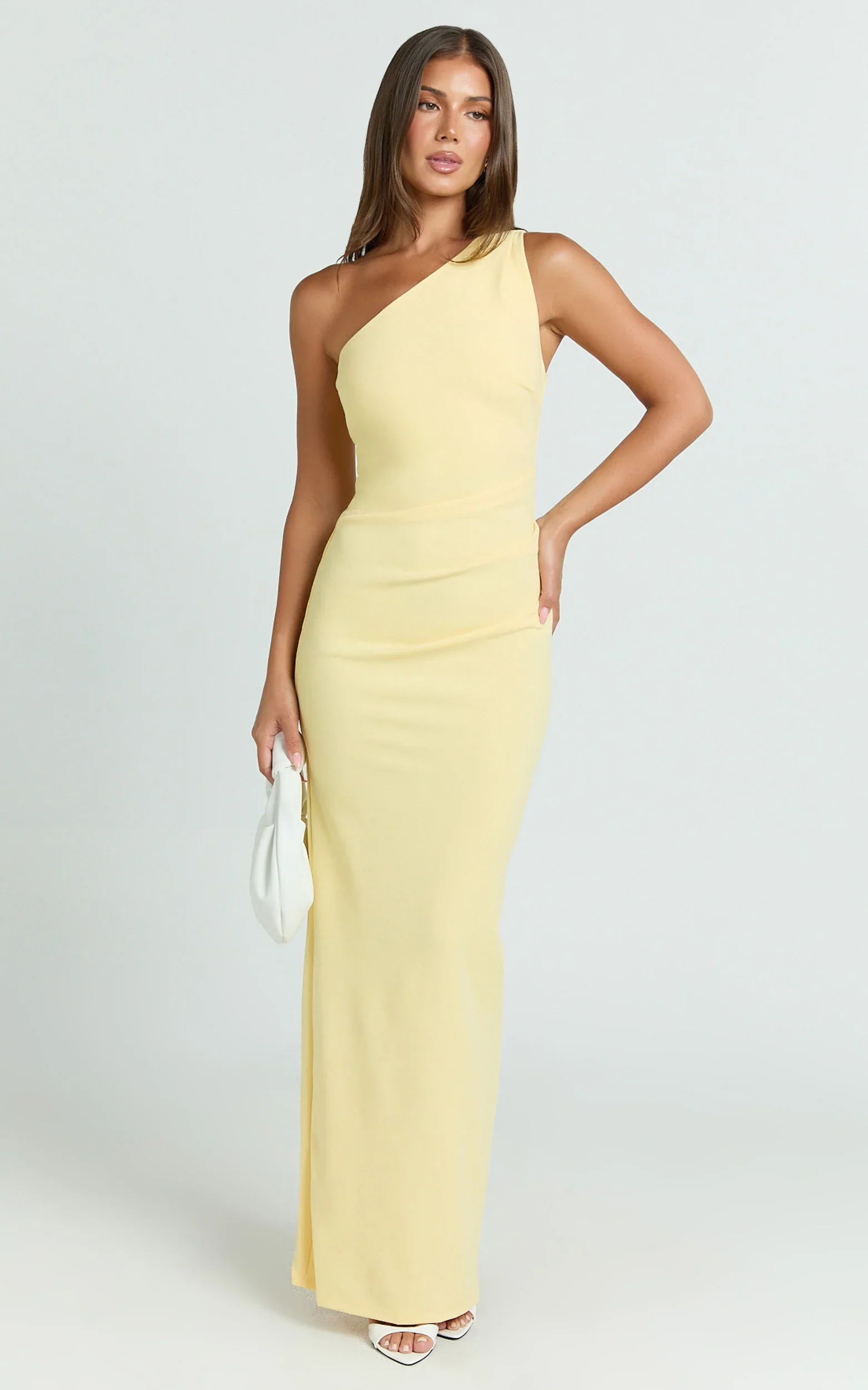 Criselda Maxi Dress - One Shoulder Maxi Dress in Lemon