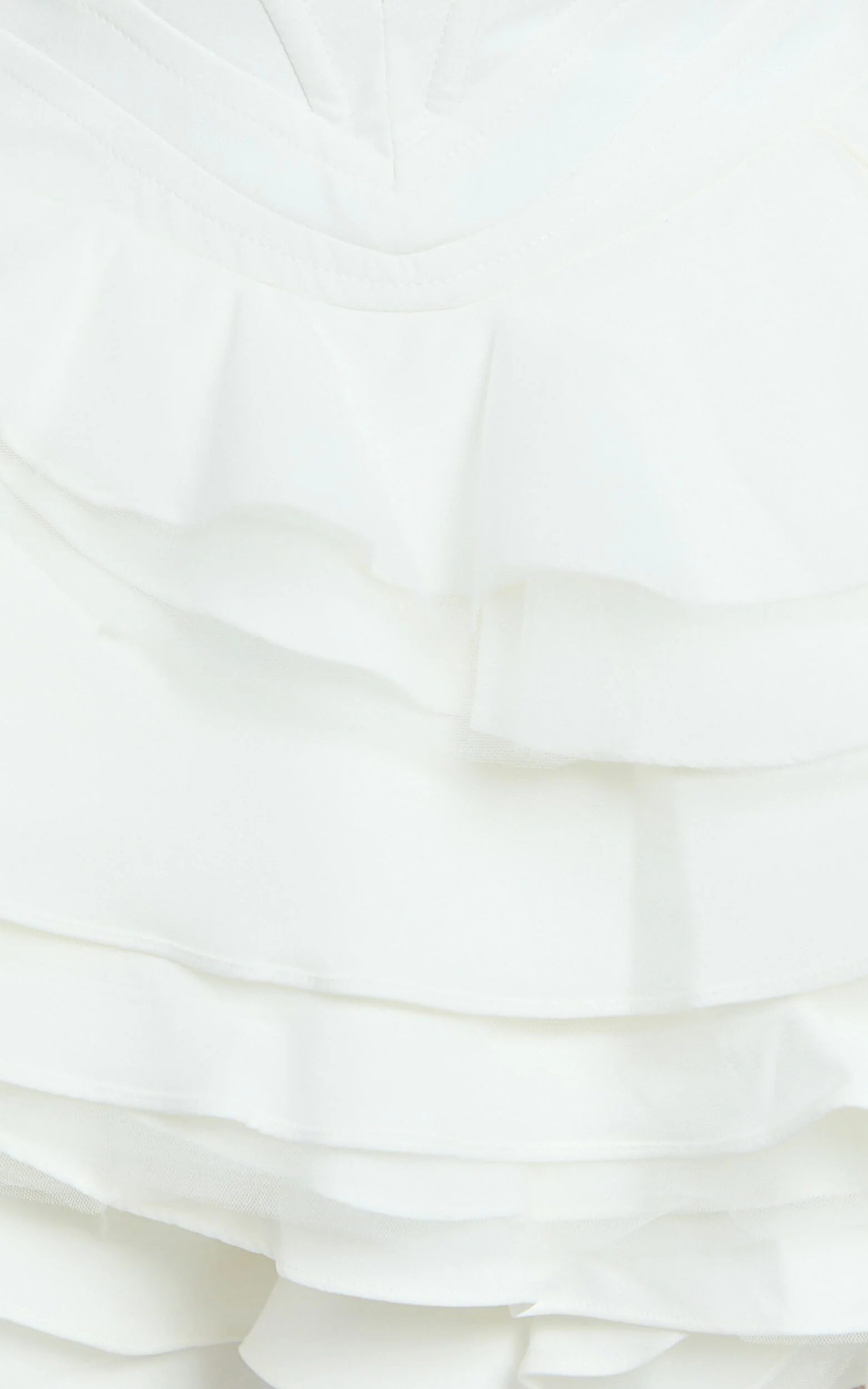 Shirley Mini Dress - Plunge Tulle Skirt Dress in Off White