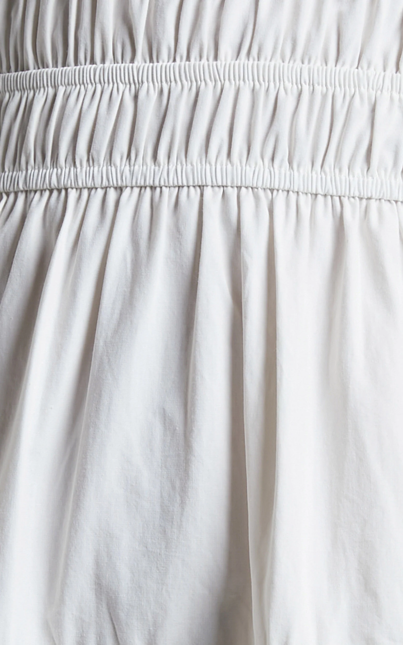 Mellie Midi Dress - Puff Sleeve Plunge Tiered Dress in White