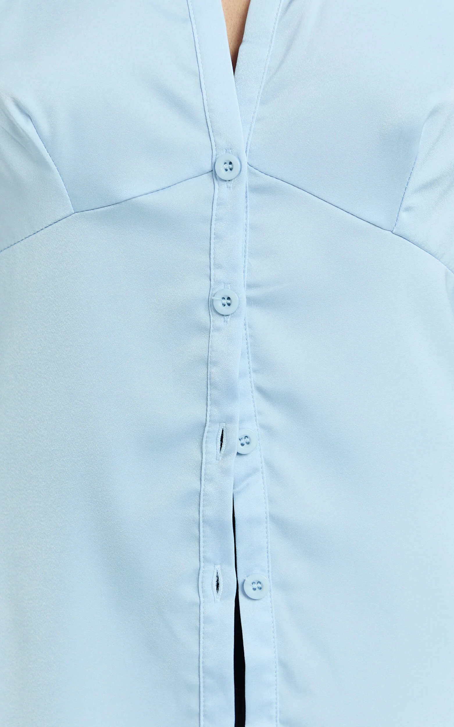 Natalie Top - Button Up Flared Sleeve Shirt in Light Blue