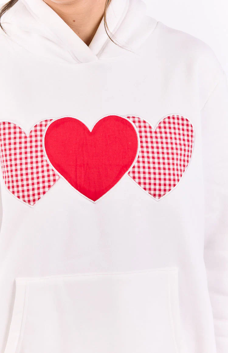 Beginning White And Red Heart Hoodie