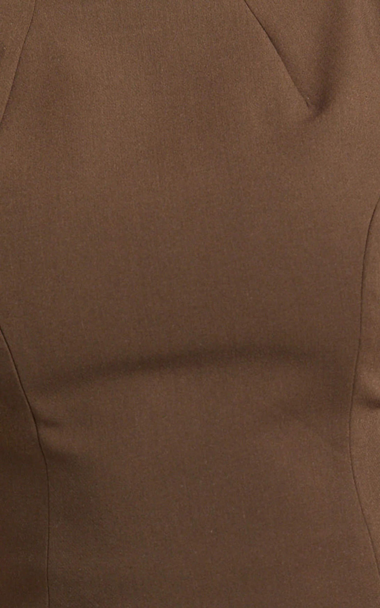 Langley Mini Dress - Sleeveless High Neck Faux Wrap Tulip Dress in Brown