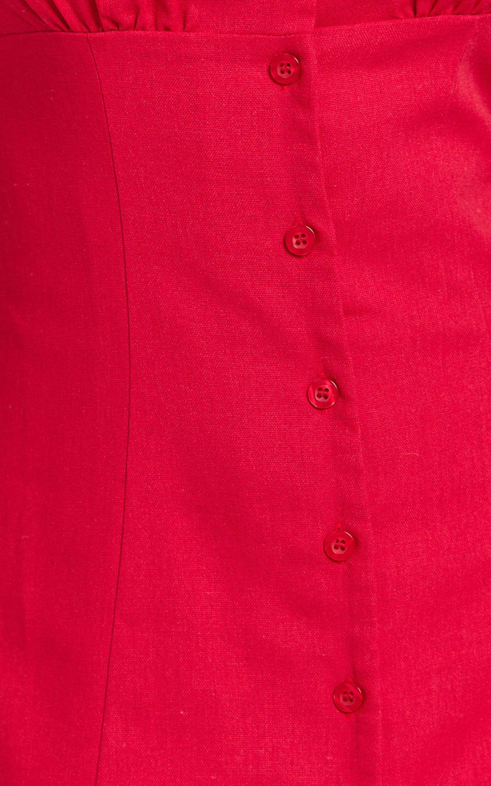 Cameron Midi Dress - Button Front Tie Back Dress in Red