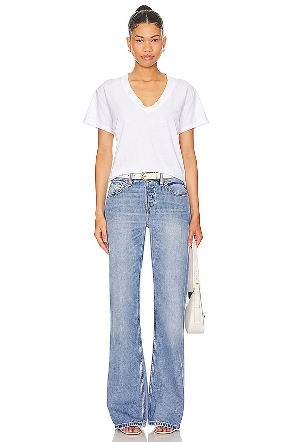 Cotton Boxy V Neck Tee