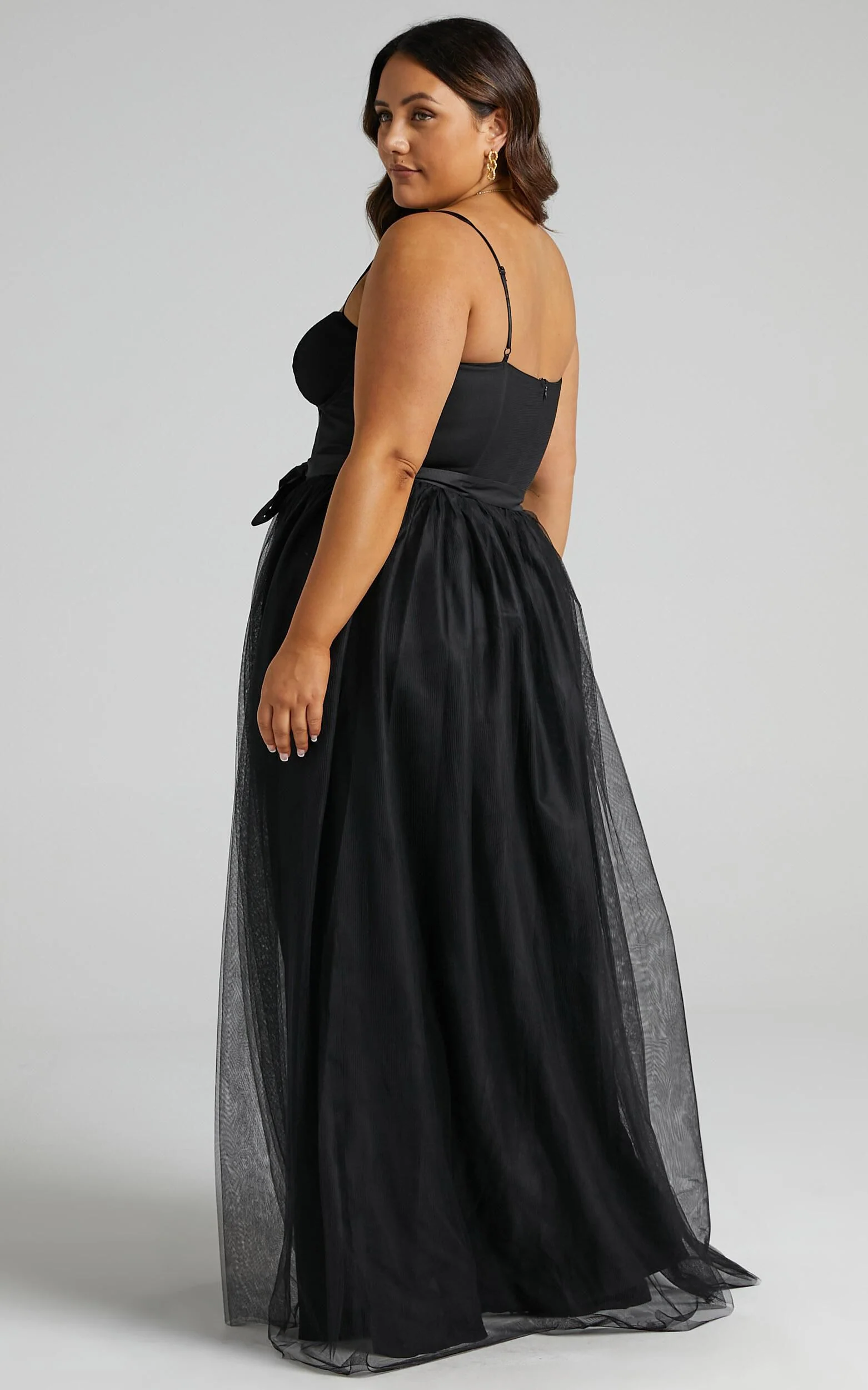 At The Altar Midi Dress - Bodice Dress in Black