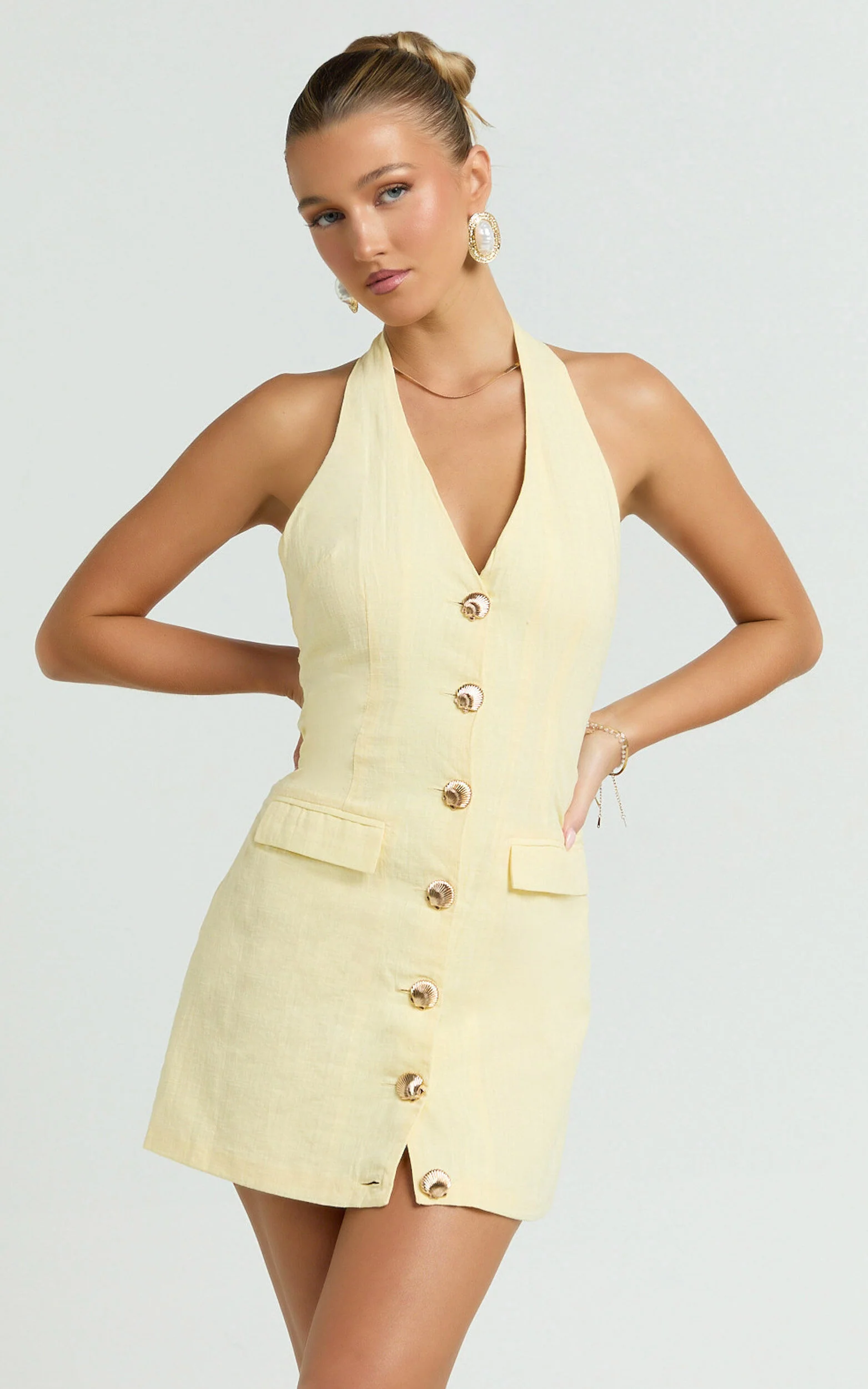 Runaway The Label - Halzie Mini Dress in Lemon
