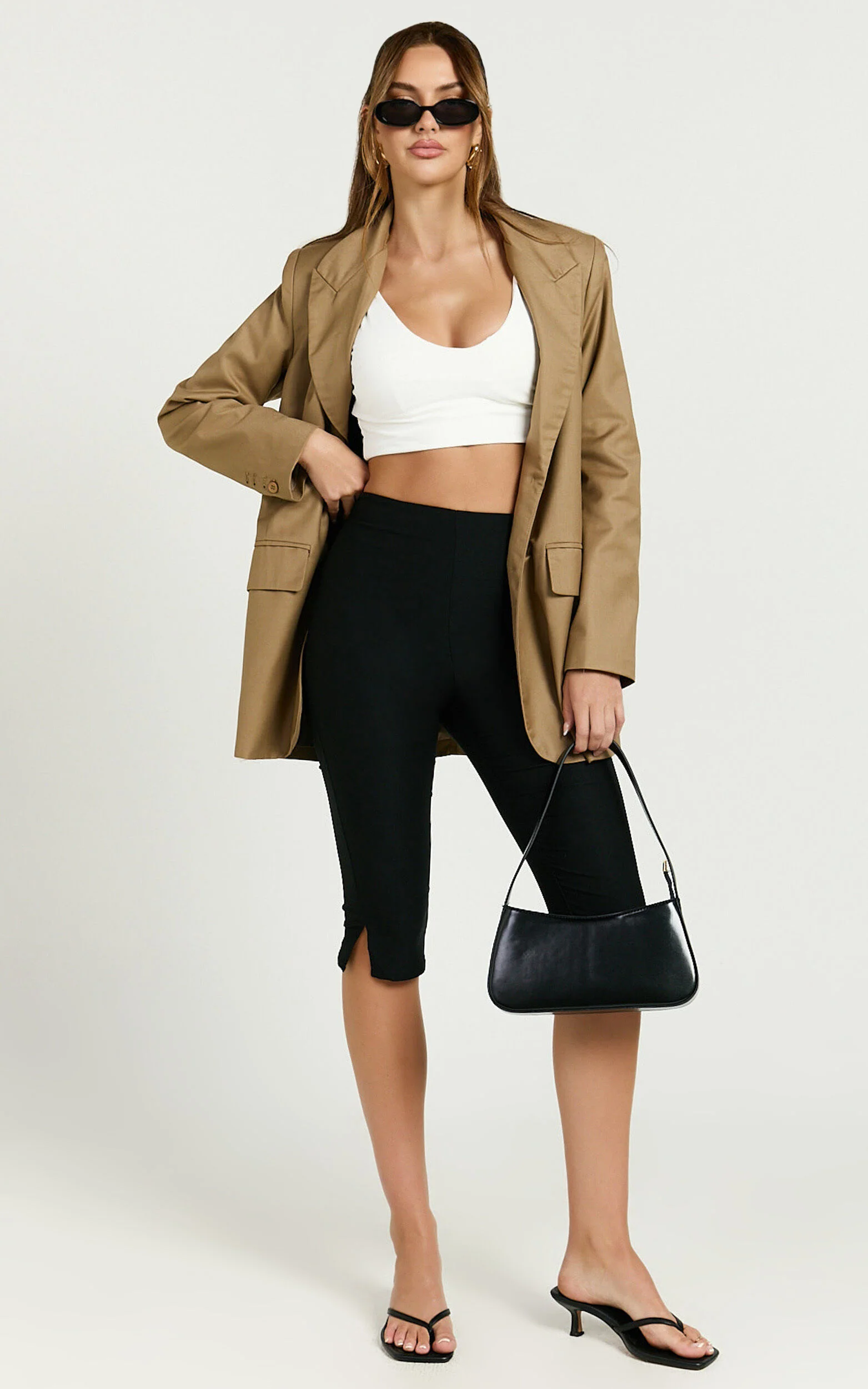 Melenda Pants - Tailored Side Split Capri Pants in Black