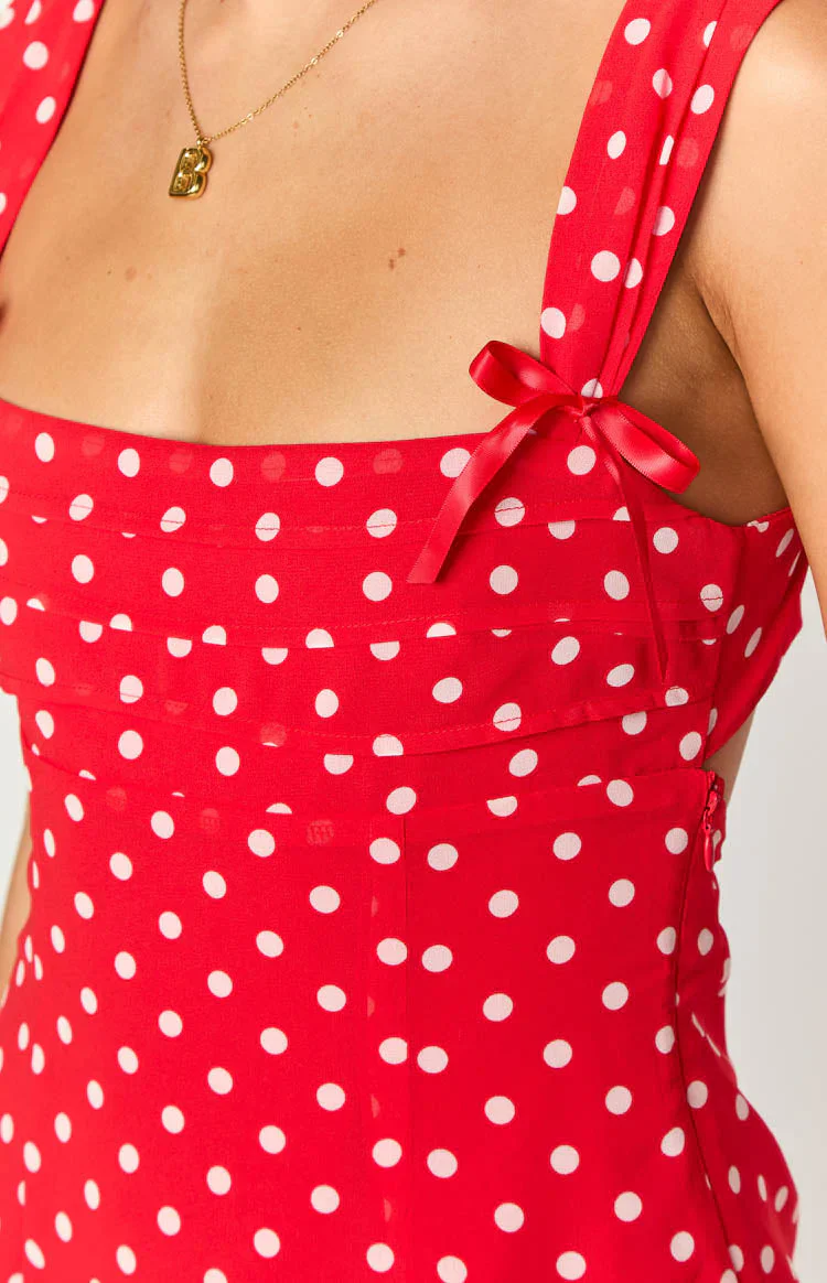 Layla Red Polka Dot Tie Back Mini Dress