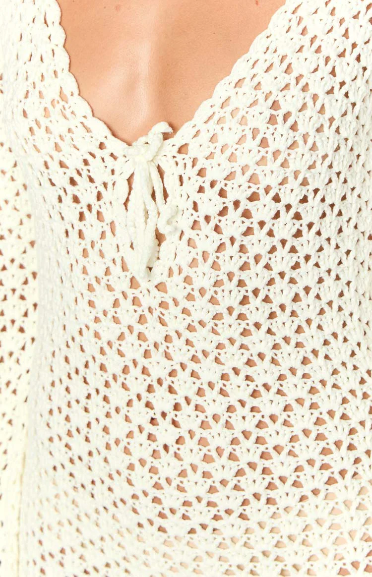 Rhi Cream Crochet Long Sleeve Mini Dress