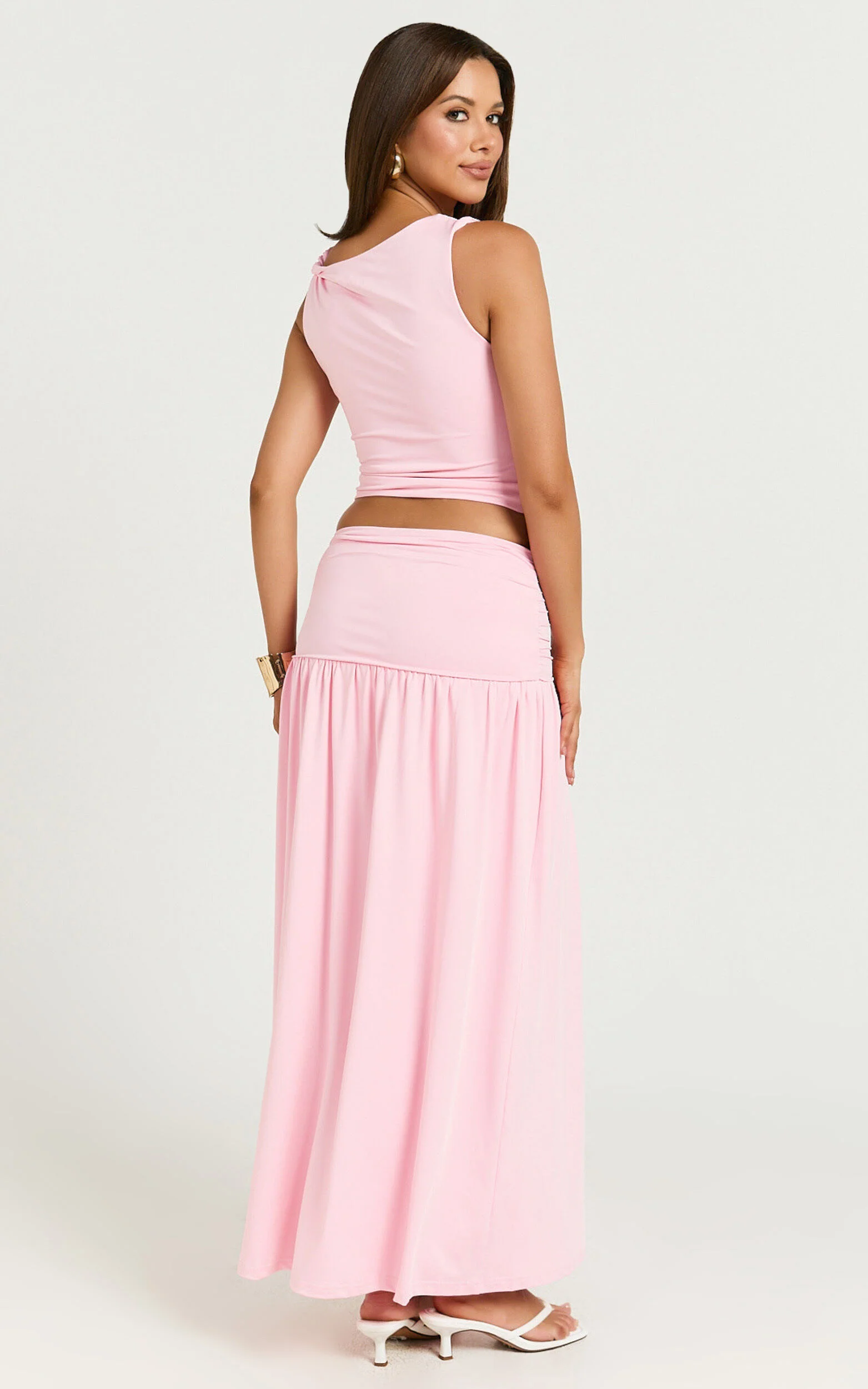 Nancy Maxi Skirt - Gathered Waist Skirt in Pink