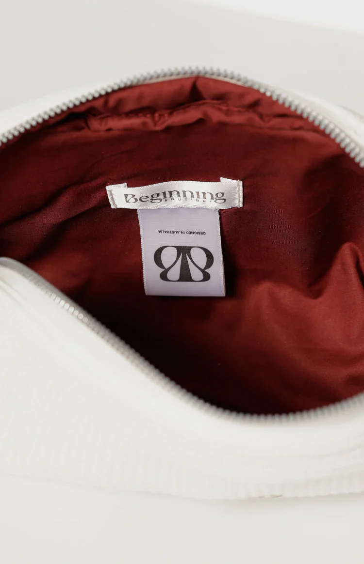 Glow Time White Embroidered Makeup Bag