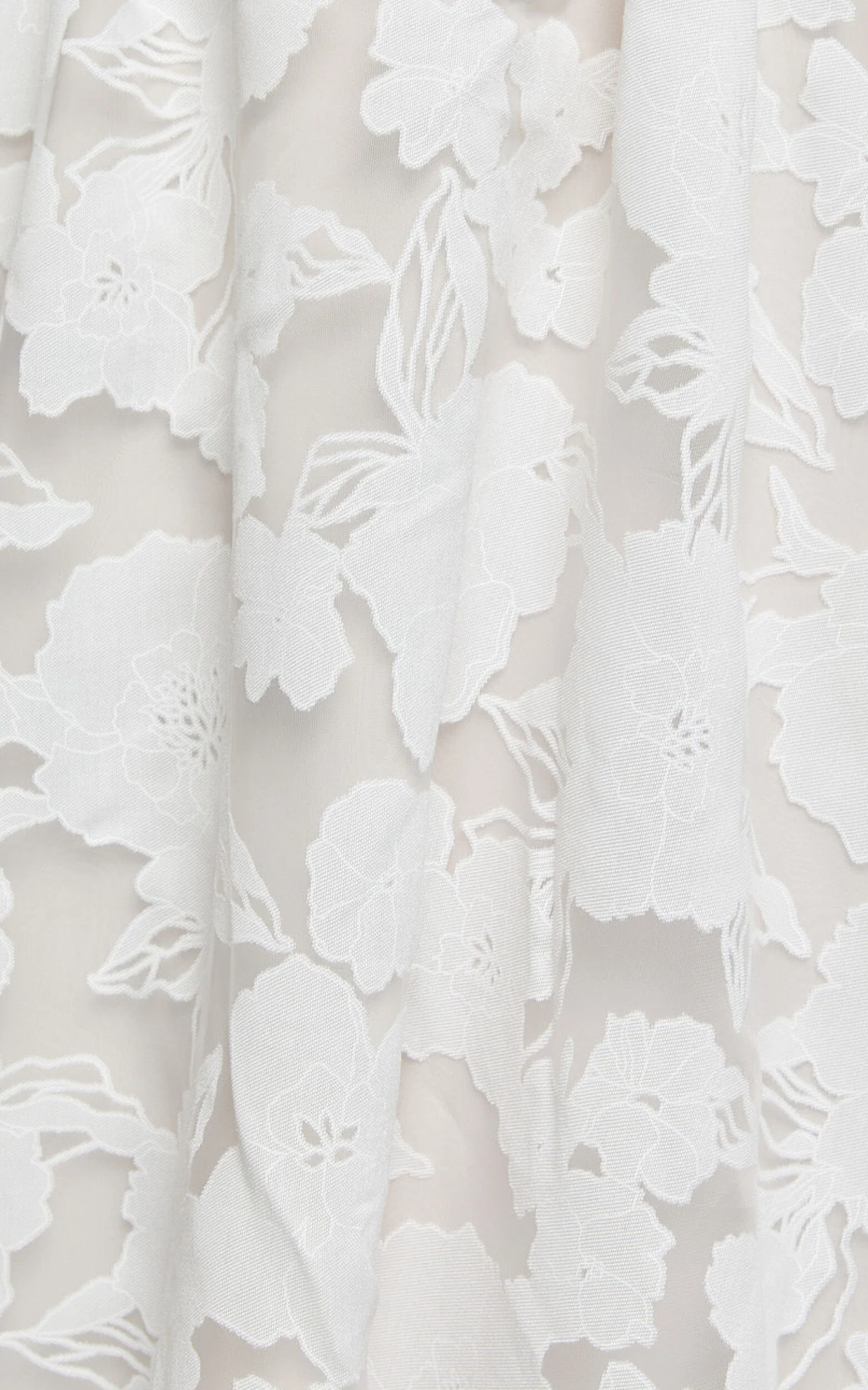 Philine Midi Dress - Jacquard Plunge Fit and Flare Dress in White