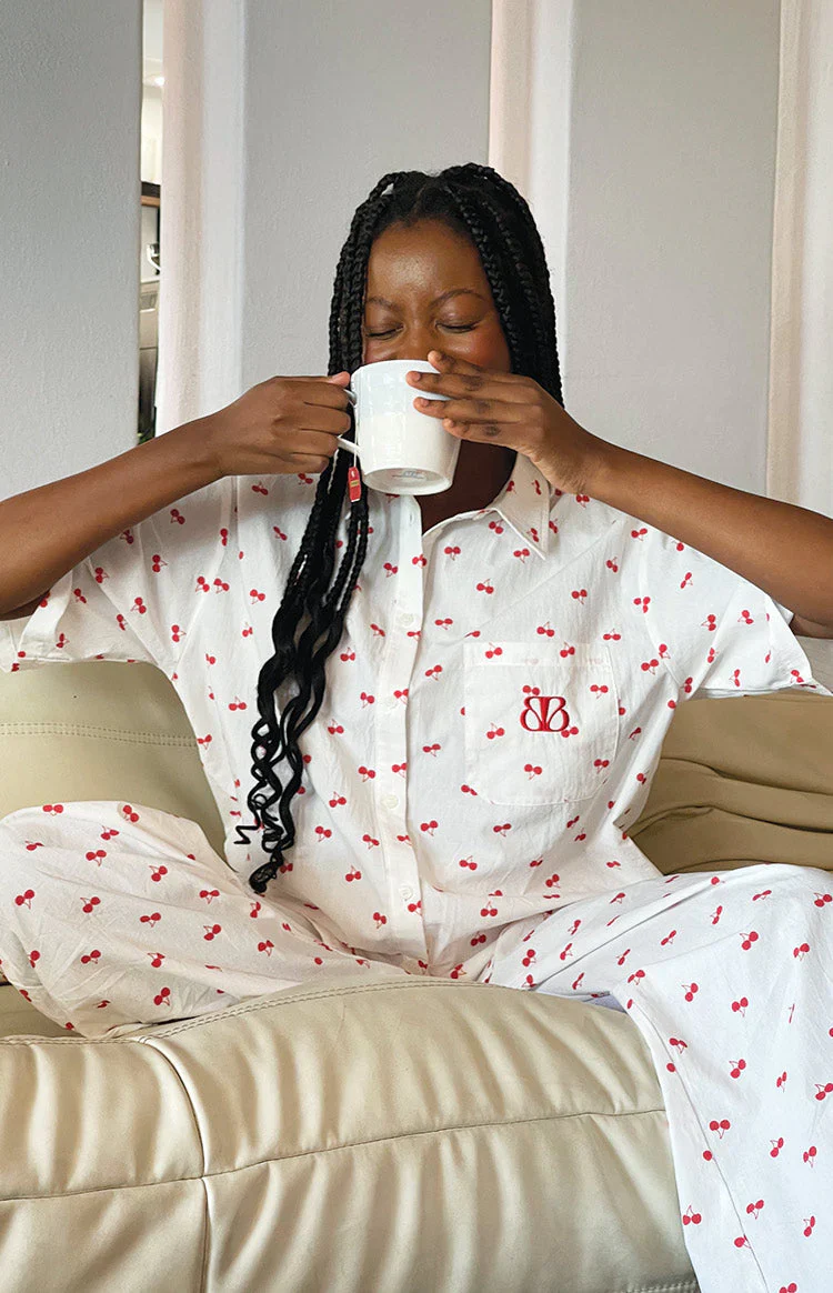 Alexea Cherry Print Pajama Shirt