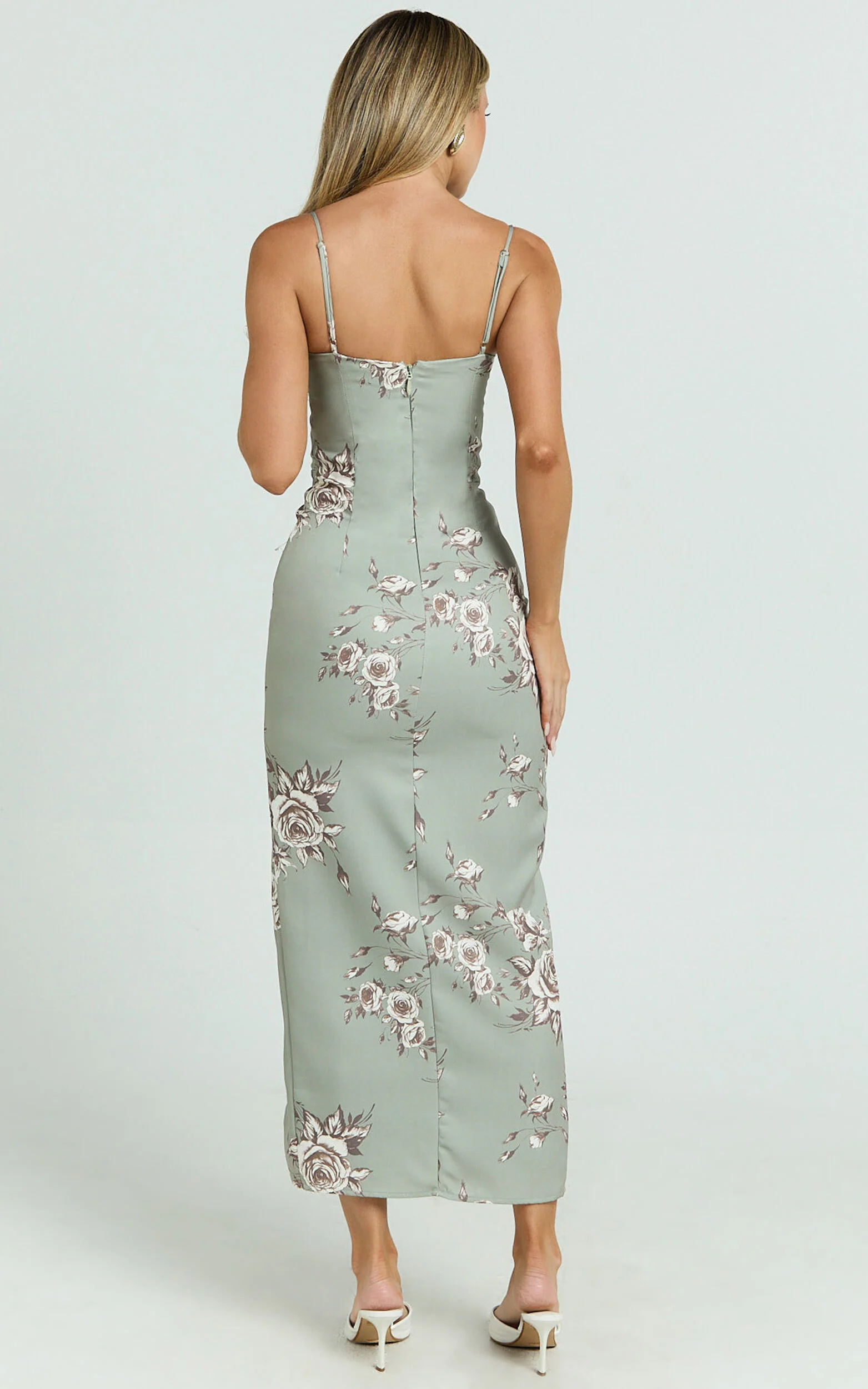 Benson Midi Dress - Sweetheart Neck Bustier Bodycon Dress in Botanical Bliss