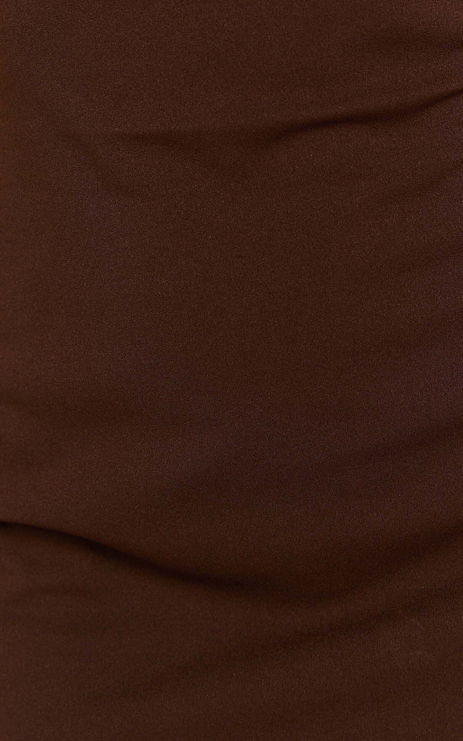 Bindi Boat Neck Bodycon Mini Dress in Chocolate