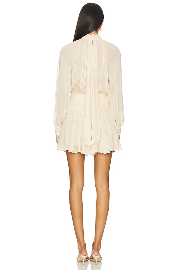 Cecile High Neck Mini Dress With Godets