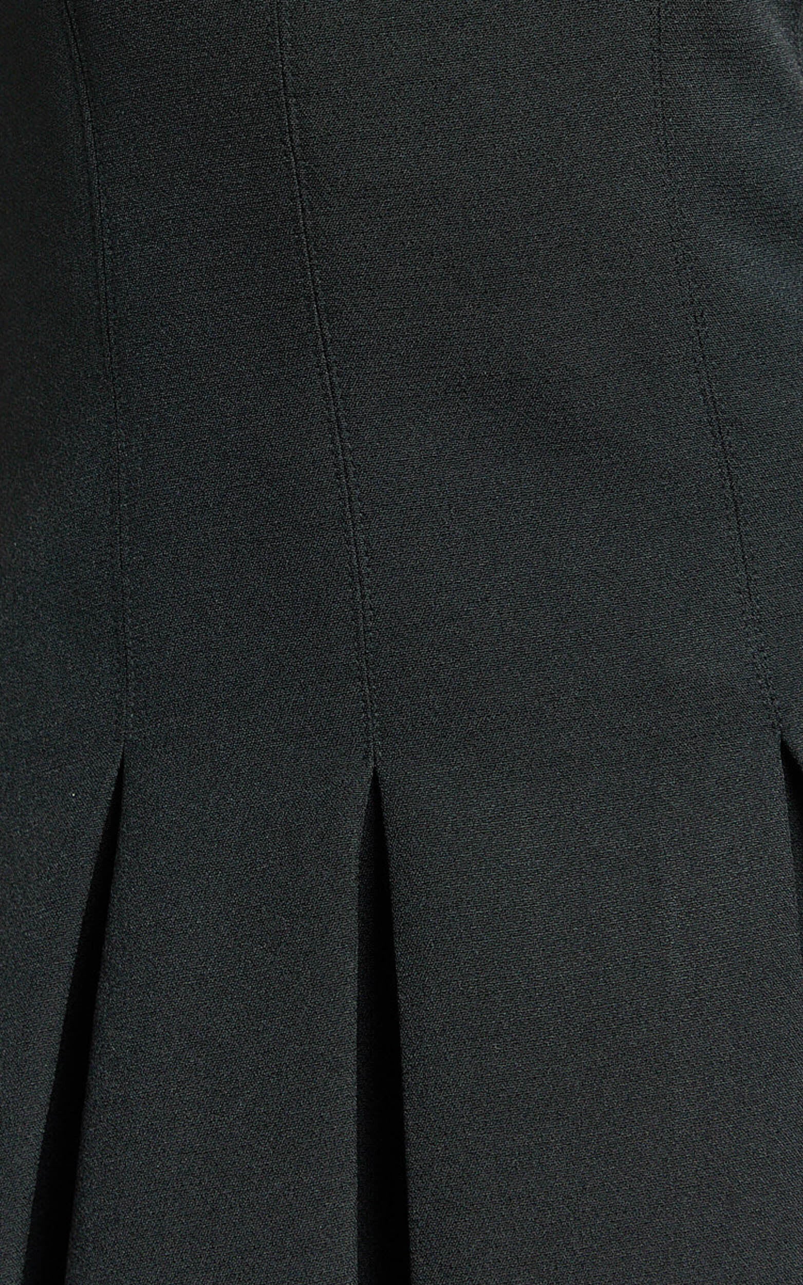 Samara Mini Dress - V Neck Fit And Flare Pleated Dress in Black