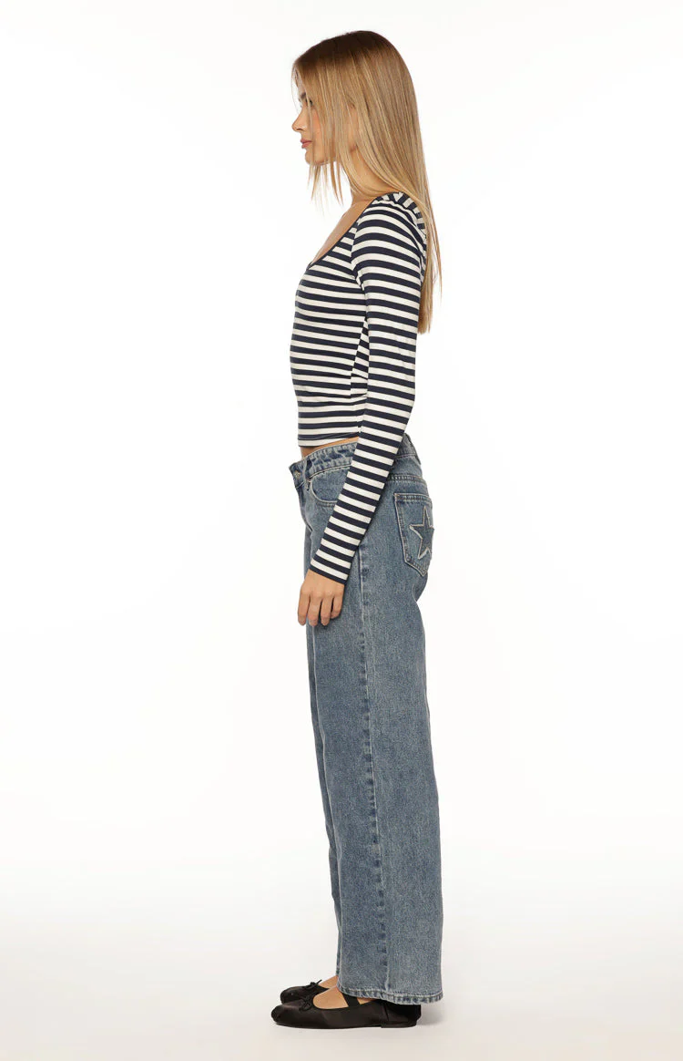 Ronney Navy Stripe Long Sleeve Top