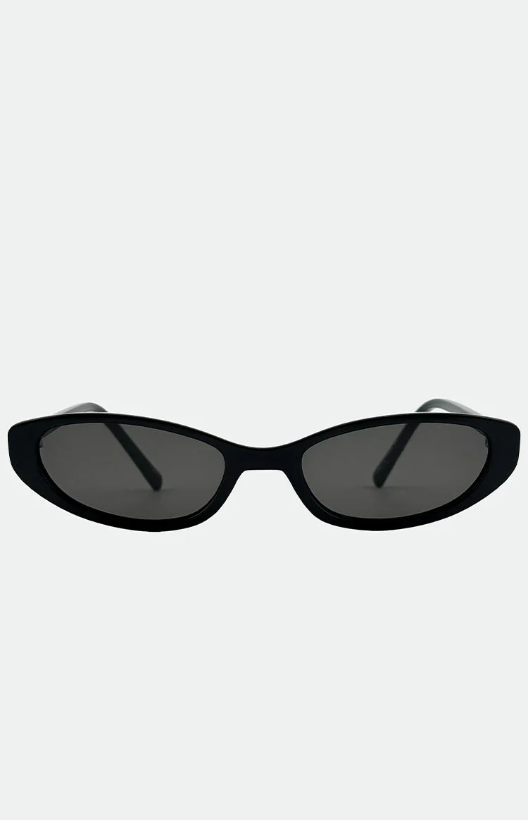 Otra Eyewear LULU Black Thin Cat Eye Sunglasses