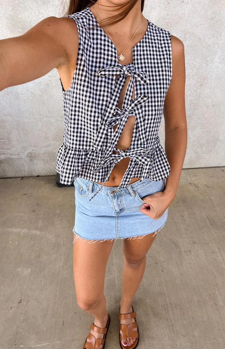 Baxter Black Gingham Top