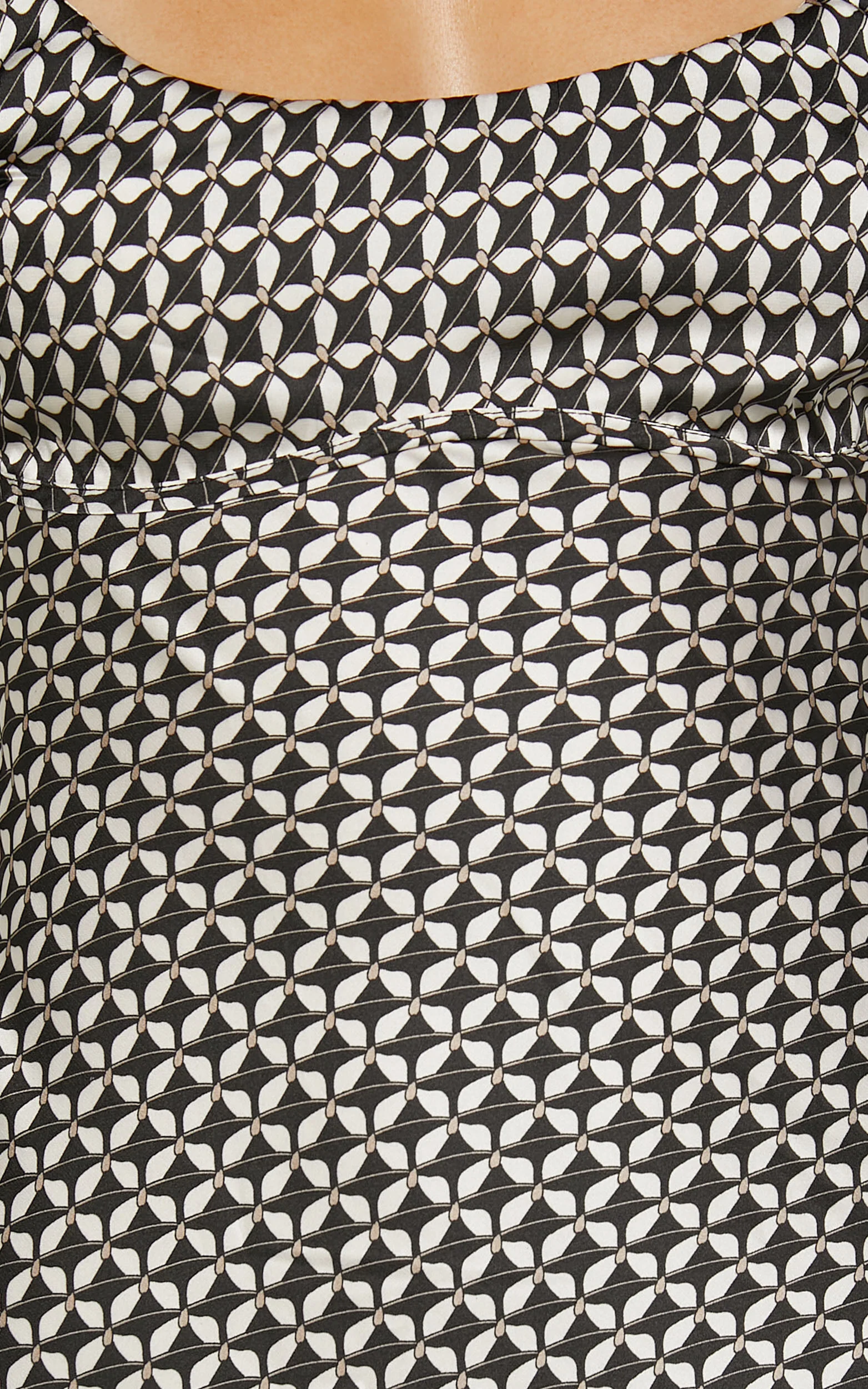 Cathreona Midi Dress - Scoop Neck Bodycon Dress in Black Geo