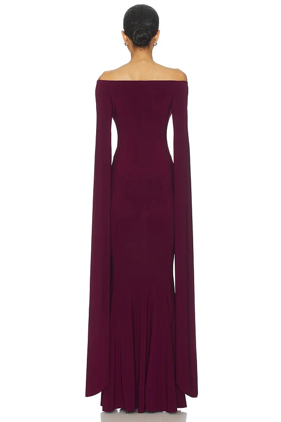 Off Shoulder Ribbon Sleeve Fishtail Gown