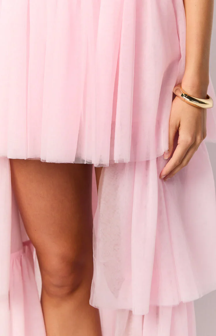 Avery Pink High-Low Maxi Dress