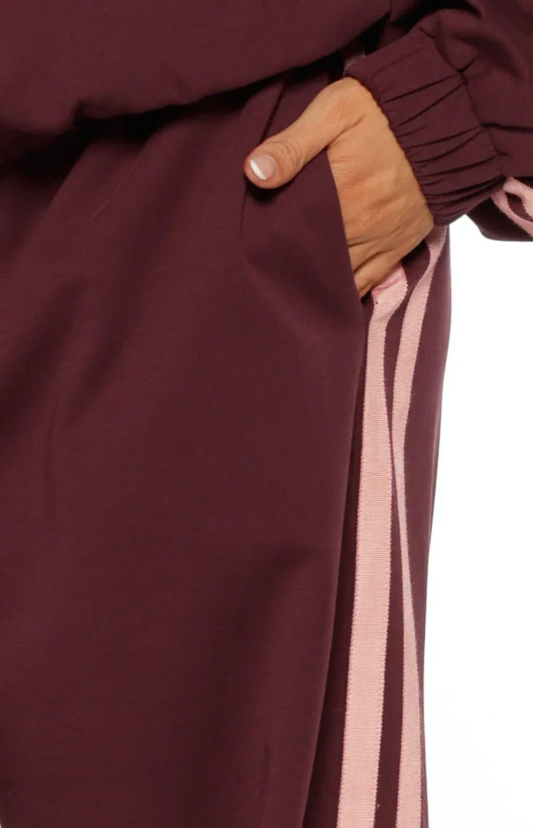 Kosie Burgundy and Pink Stripe Track Pants