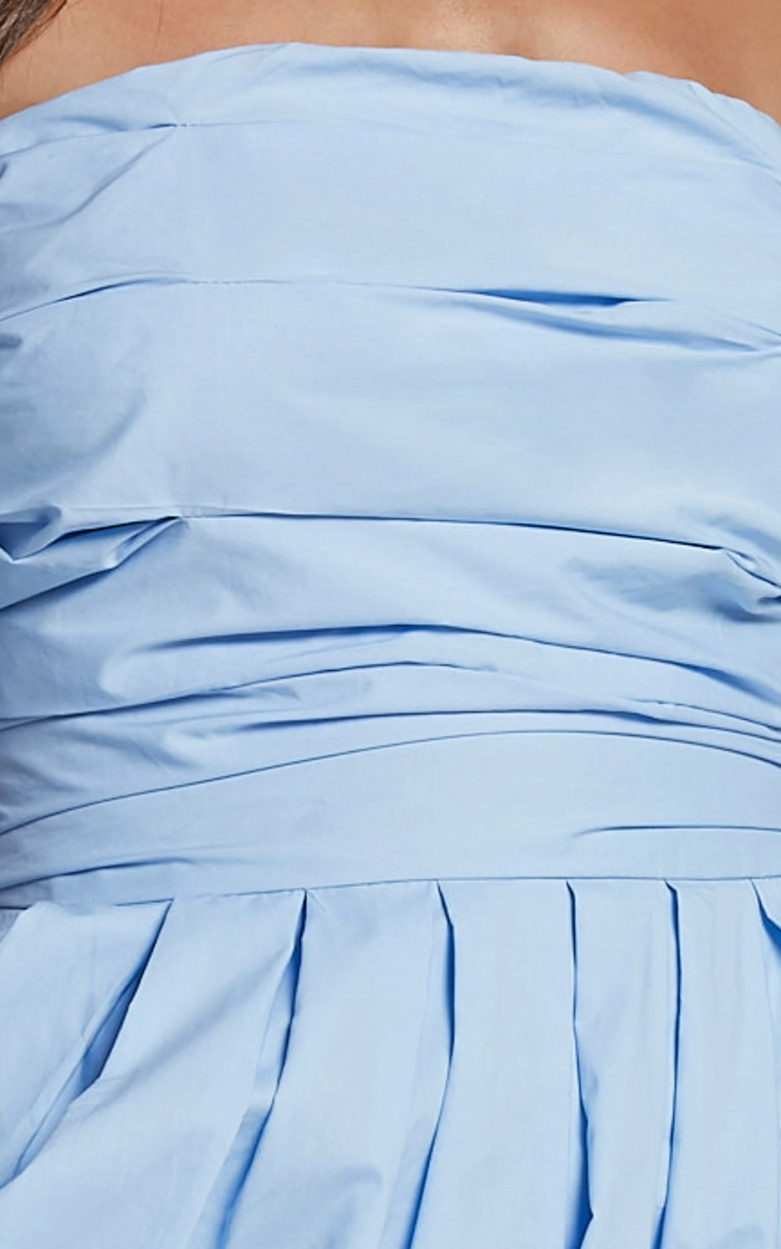 Annie Midi Dress - Off The Shoulder Ruffle Sleeve Pleated Dress in Pale Blue