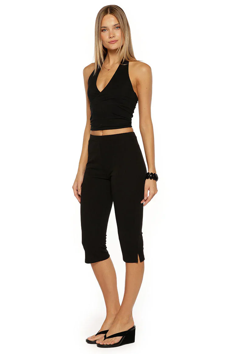 City Lights Black Jersey Capri Pants