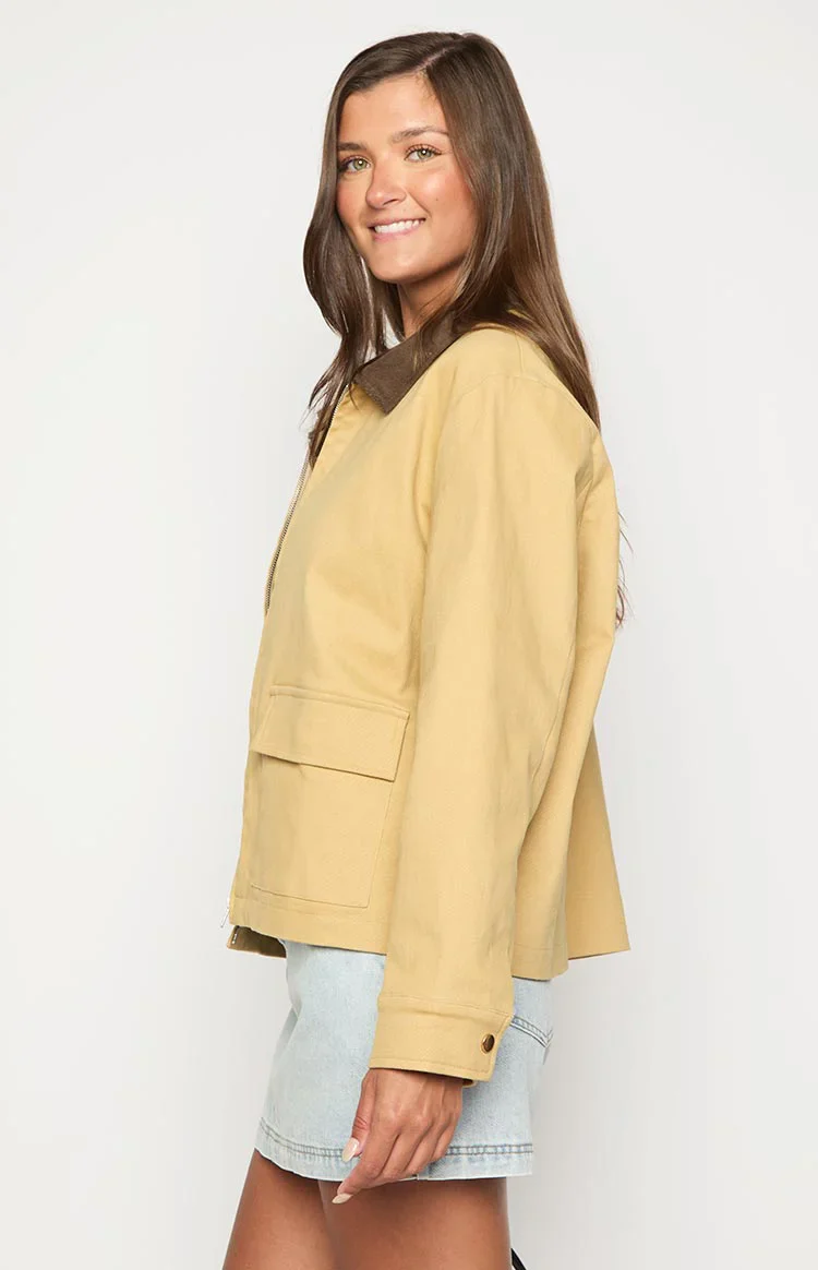 Jemma Cream Contrast Canvas Jacket