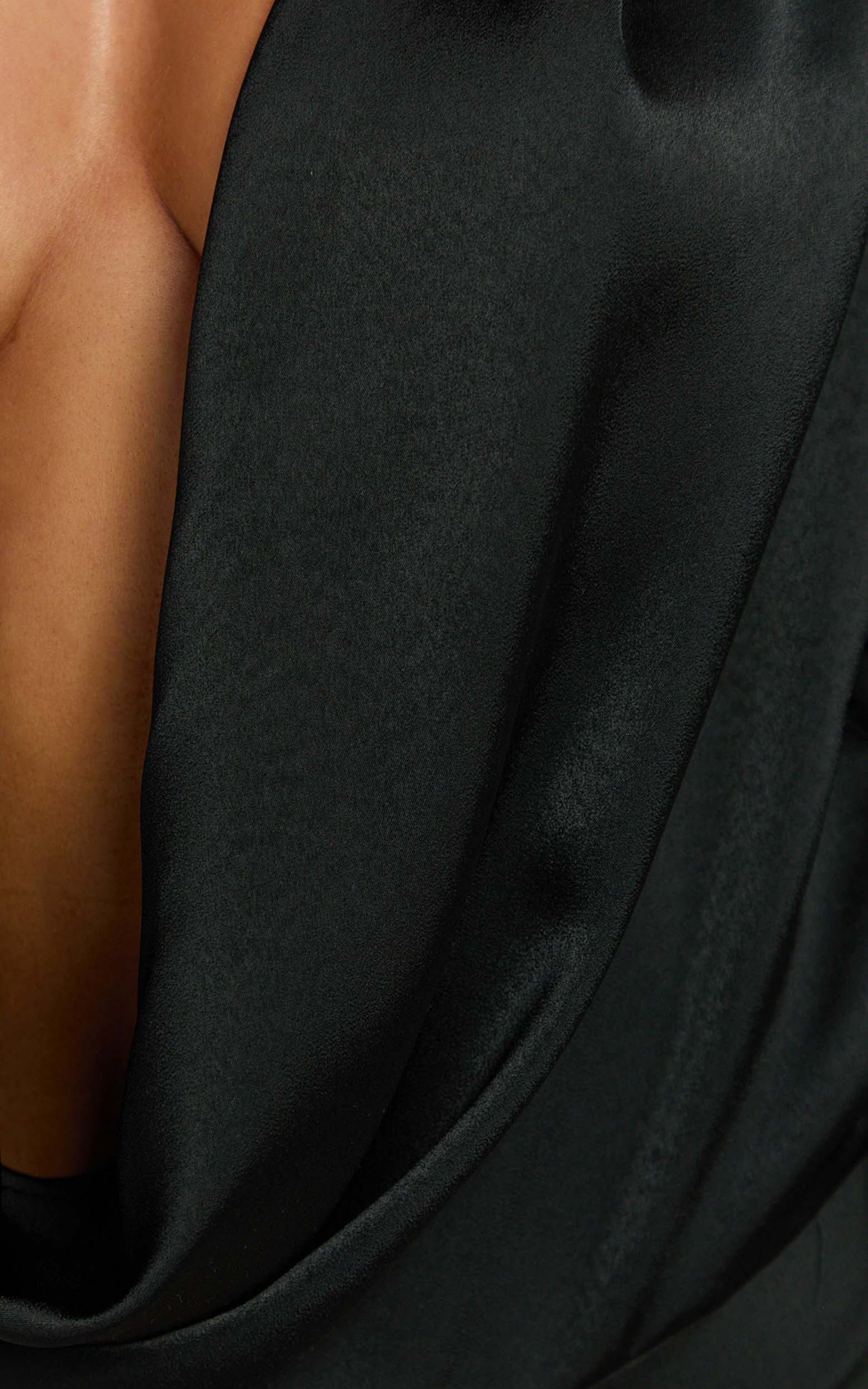 Zephyr Bodysuit - Plunge Neck Cowl Bodysuit in Black