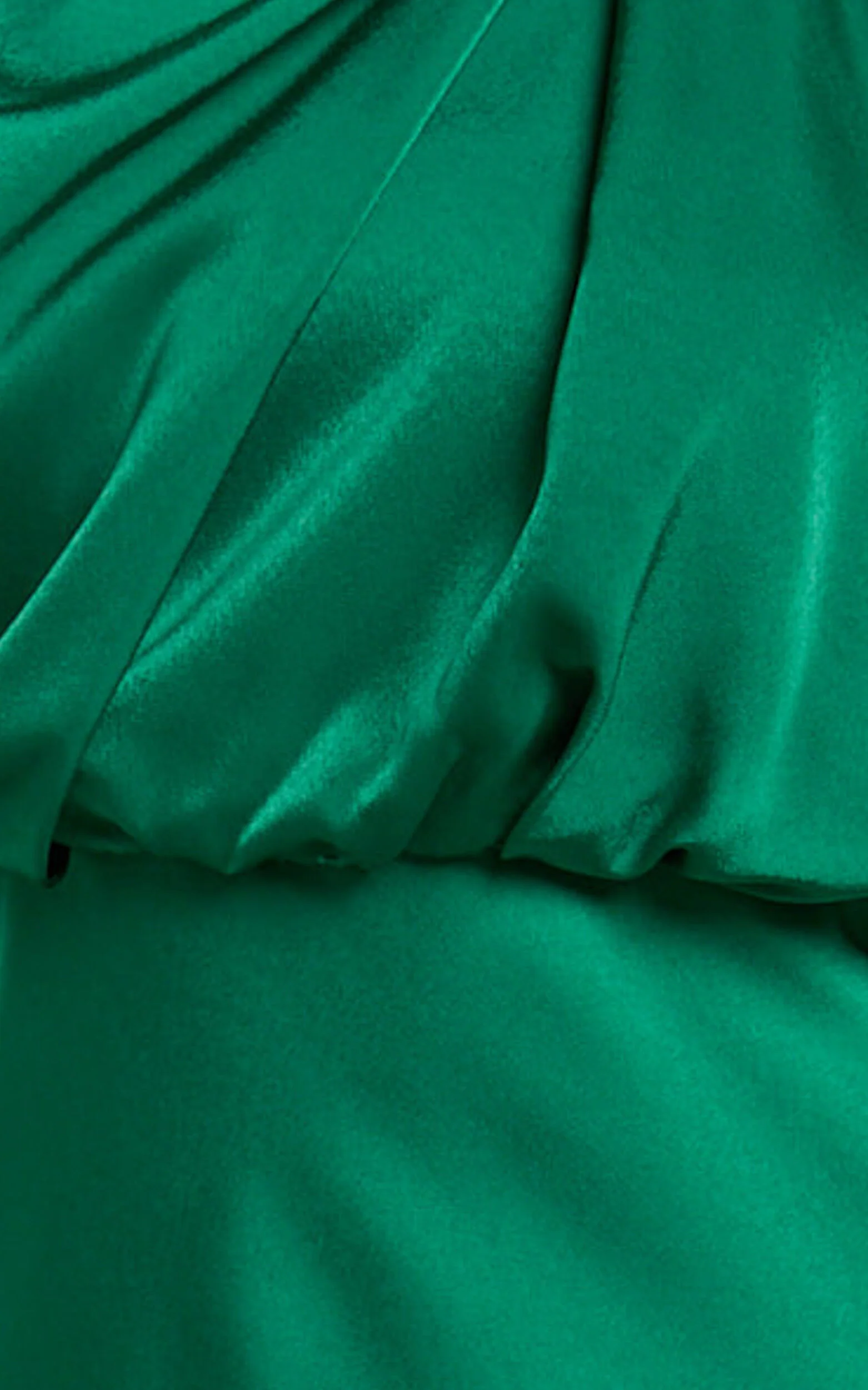 Schantal Mini Dress - Drape Neck Satin Slip Dress in Emerald