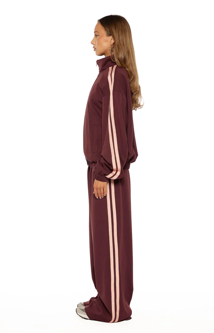 Kosie Burgundy and Pink Stripe Track Pants