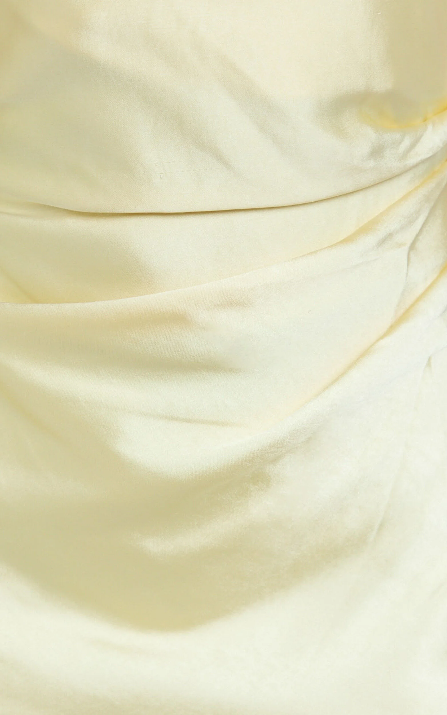 Glenda Midi Dress - Satin Strapless Side Split Dress in Lemon