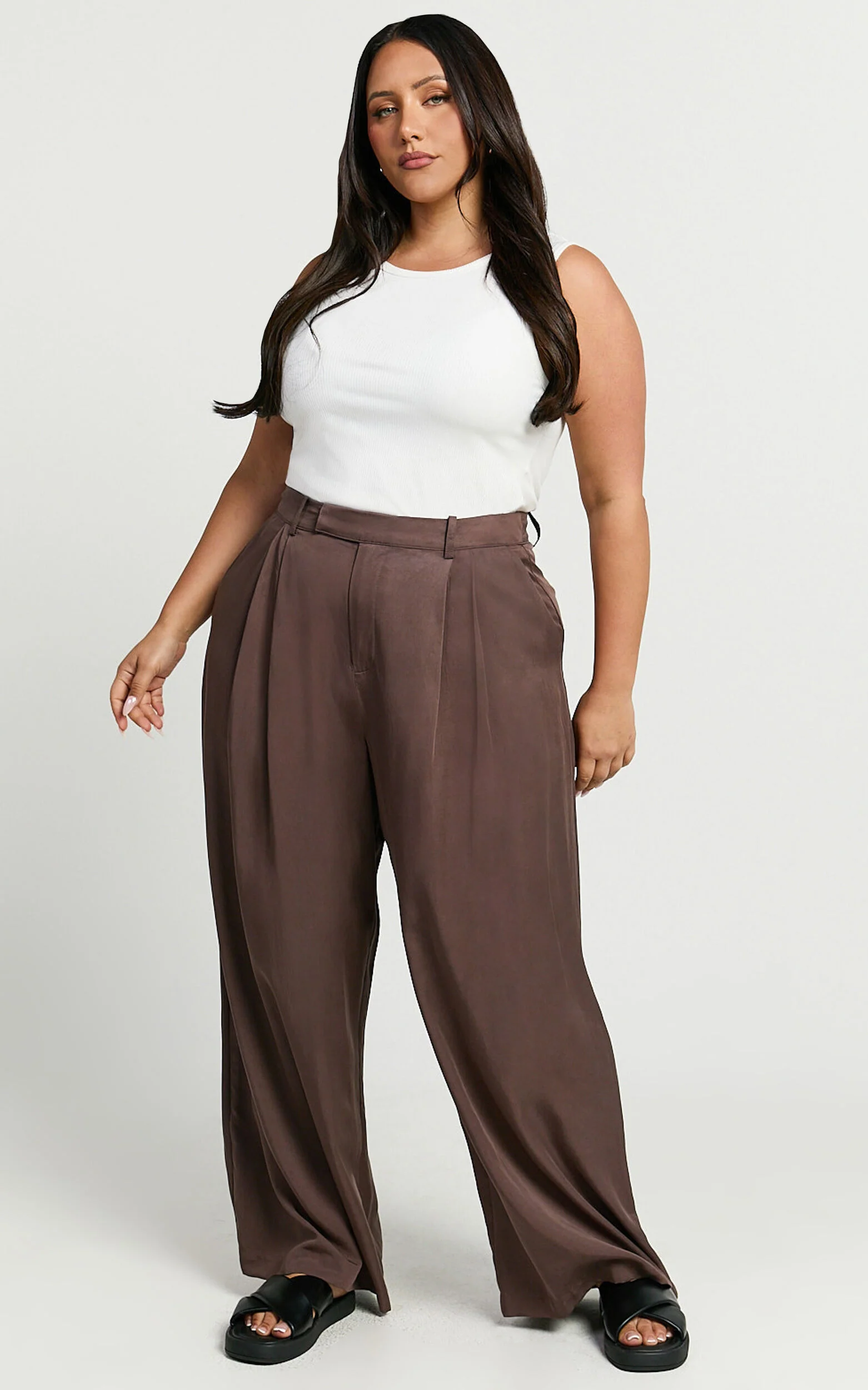 Clarke Pants - High Waist Wide Leg Pants in Slate