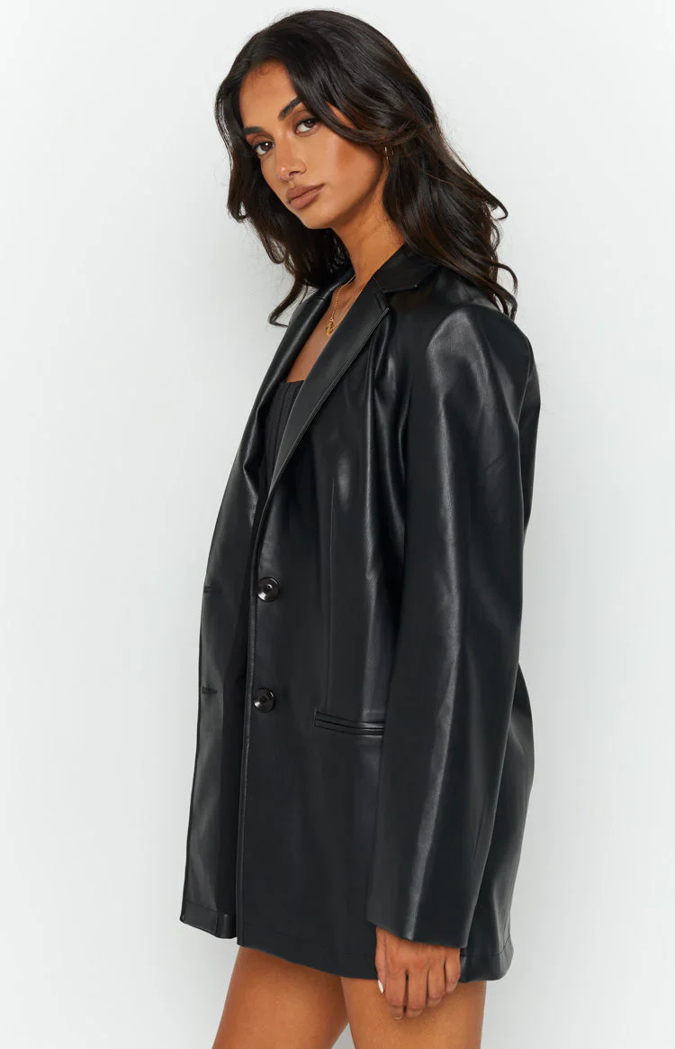 Galantis Black PU Blazer