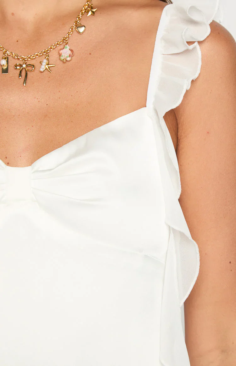 Joyce White Satin Mini Dress