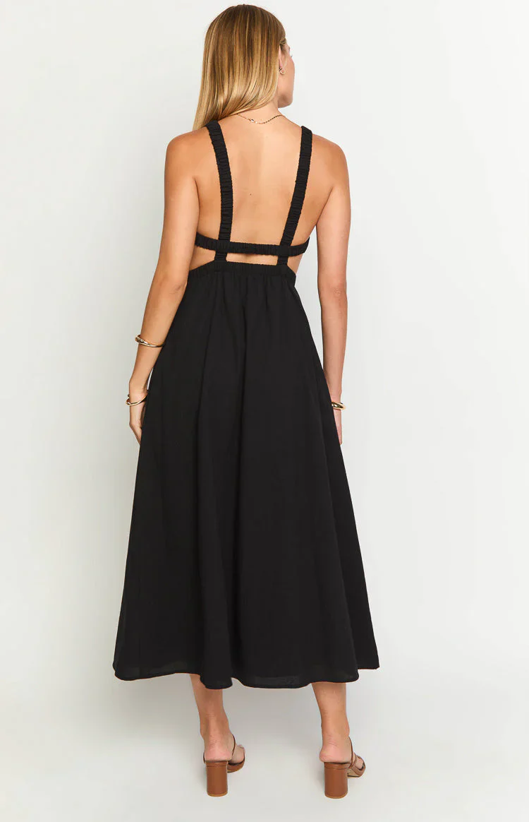Kensie Black Backless Midi Dress