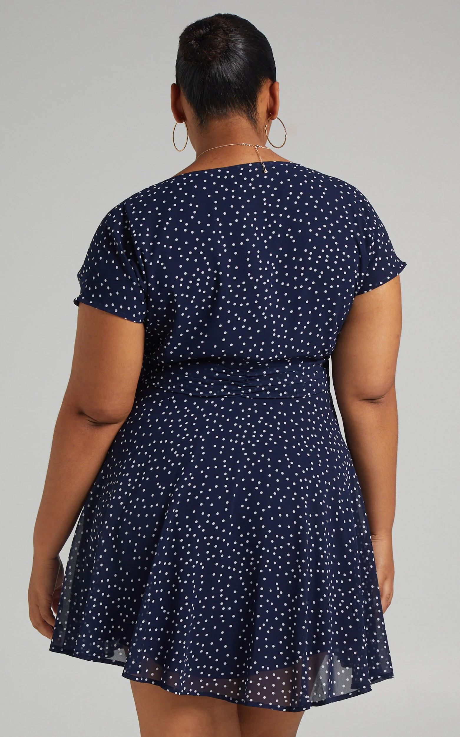 Hey Now Mini Dress - A line Dress in Navy Spot