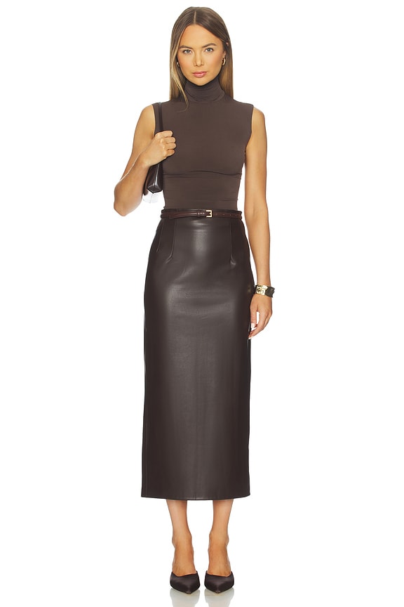 Leather Hi-waist Curve Skirt