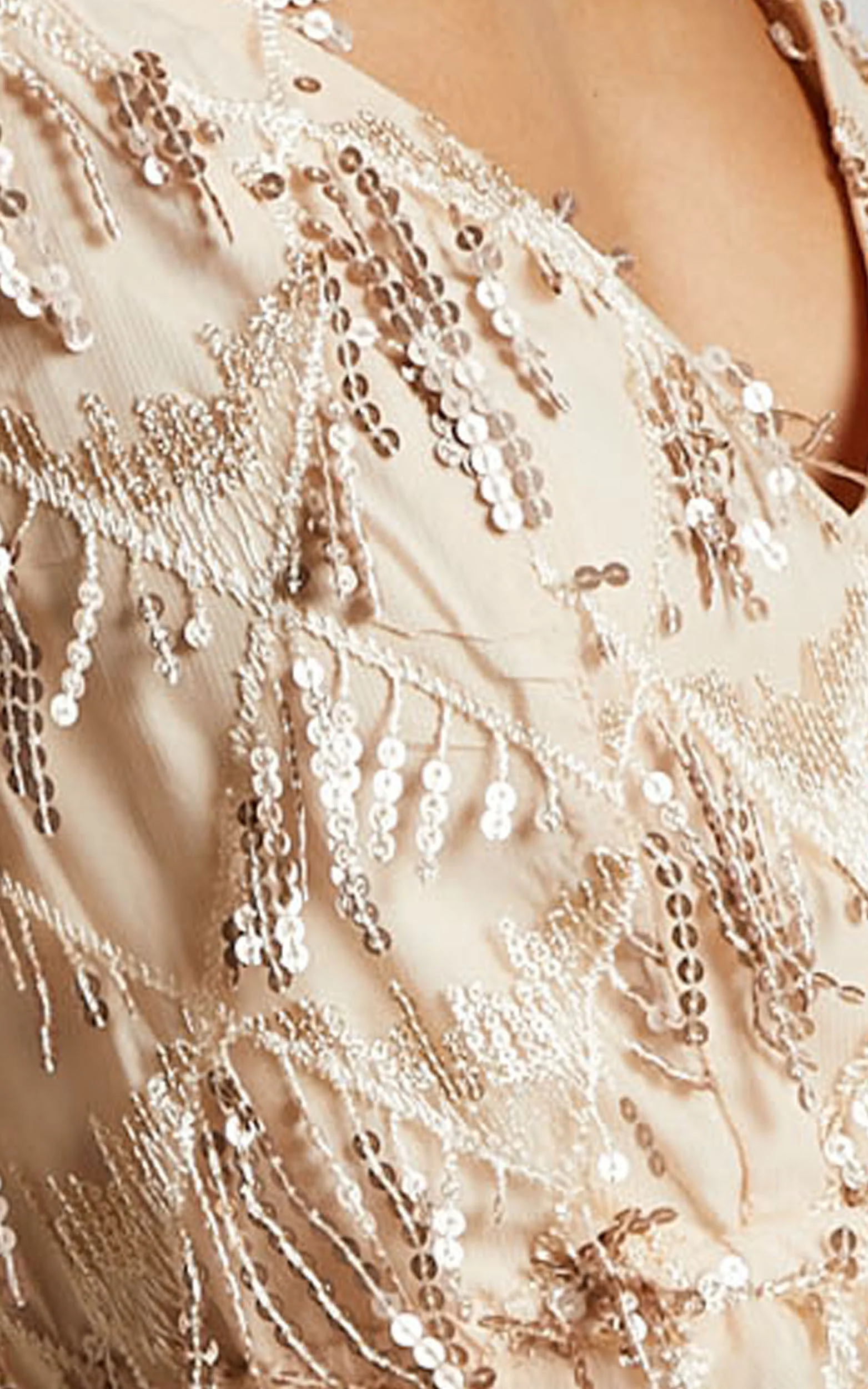 Khrizza Mini Dress - Sequin Gathered Dress in Gold