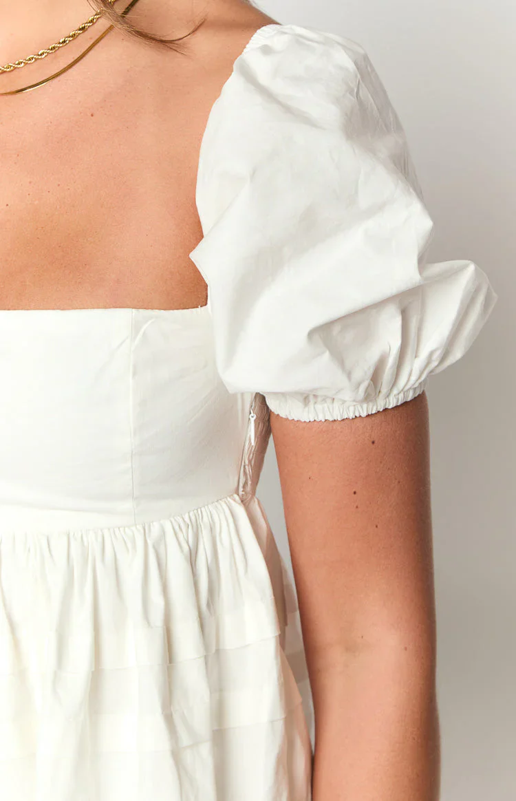 Cipher White Babydoll Mini Dress