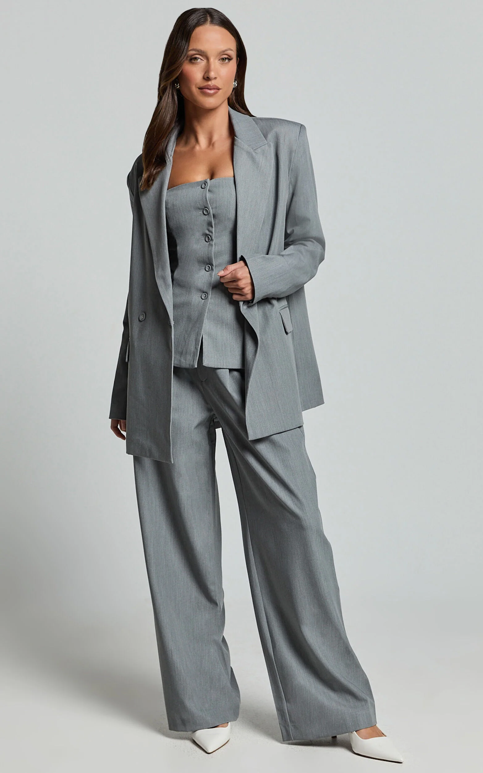 Hope Blazer - Oversized Double Breasted Blazer in Grey