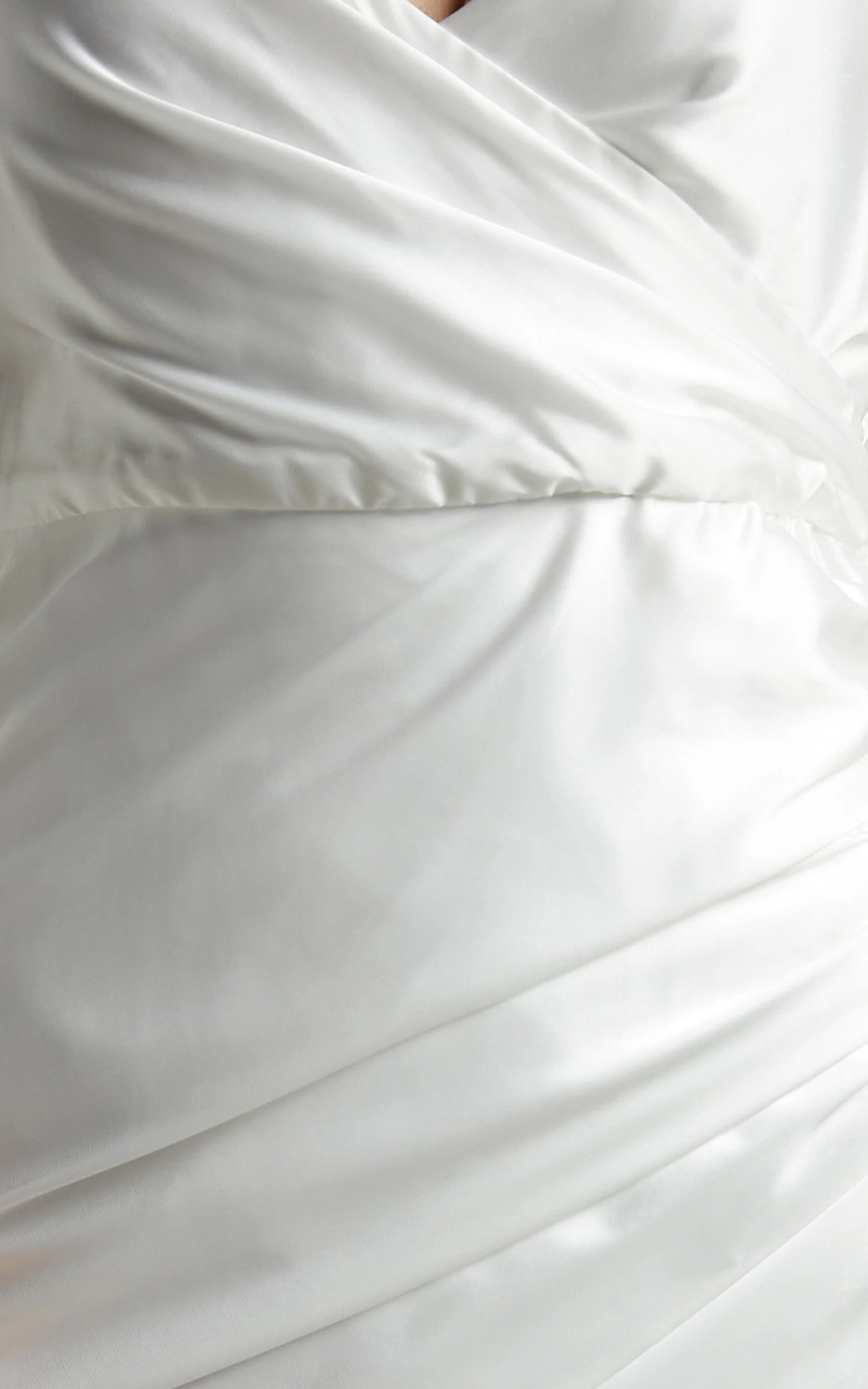 Joesa Bridal Gown - Split V Neck Fixed Wrap Gown in White