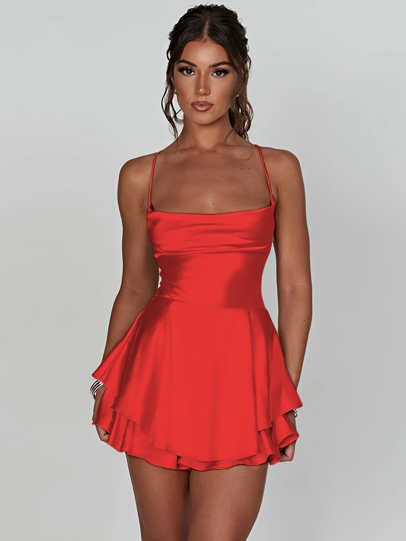 Graceful Allure – Women’s Elegant Backless Halter Neck Dress