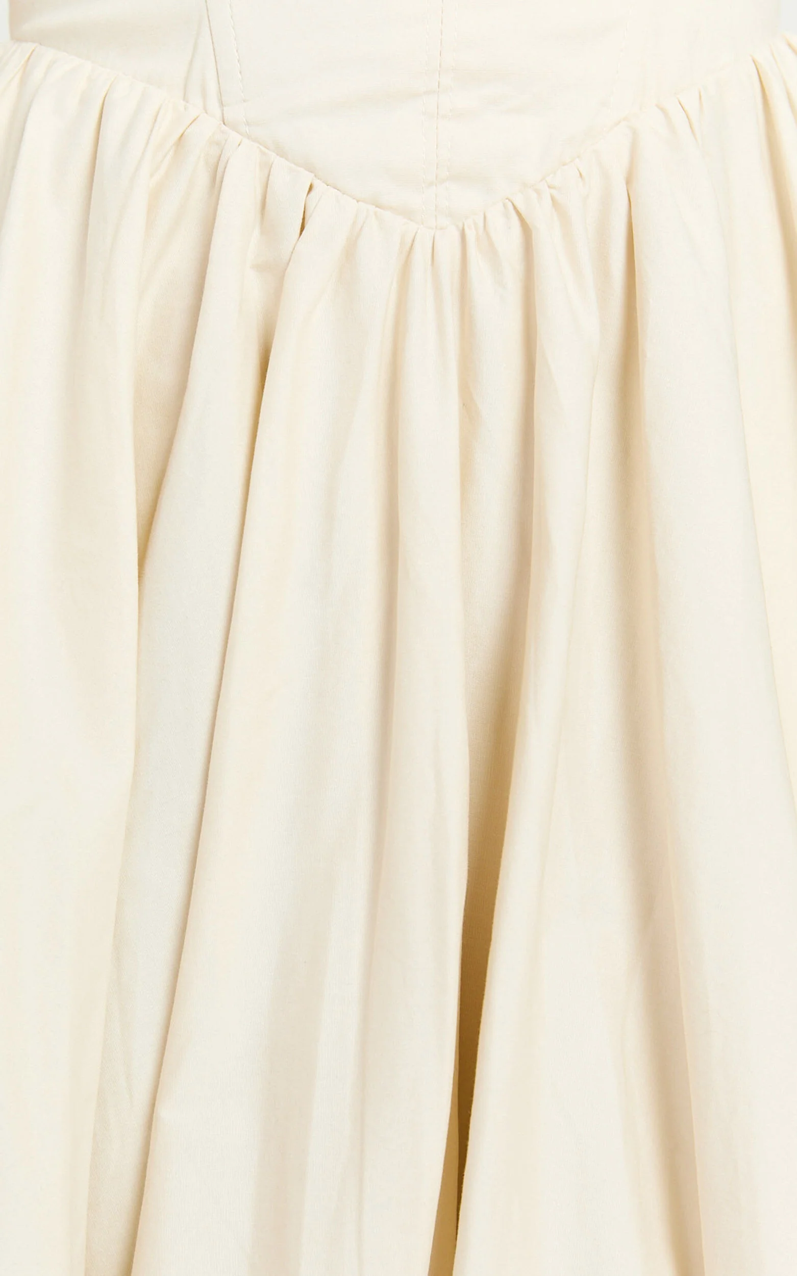 Kara Midi Dress - Strapped Bustier Bubble Hem Dress in Cream