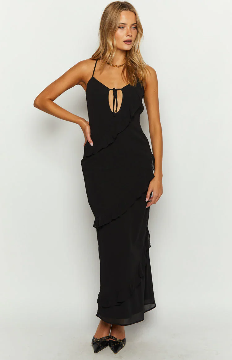Naomi Black Chiffon Maxi Dress