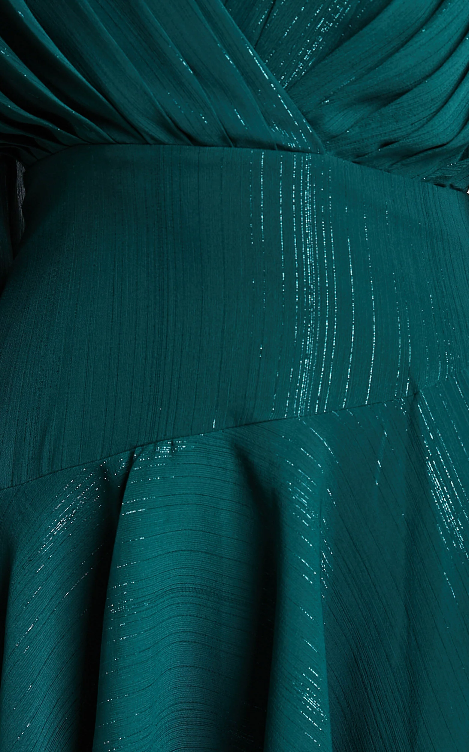 Claudita Midi Dress - Long Sleeve High Low Hem Dress in Emerald